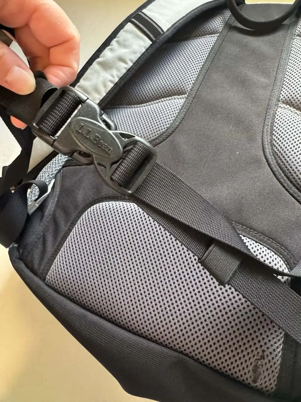 L.L.Bean Gray Black Backpack Monogram K Hiking Travel School Daypack